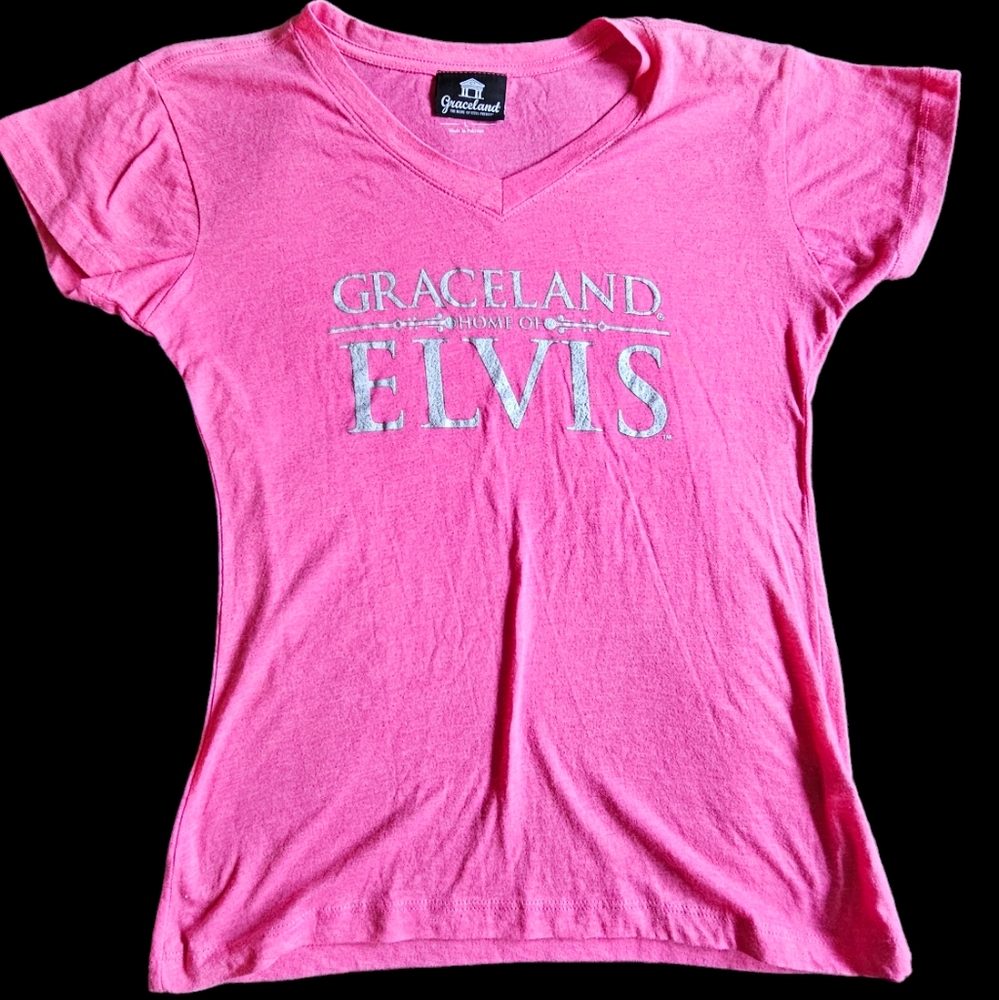 Graceland home of Elvis‎ hot pink t-shirt size L
